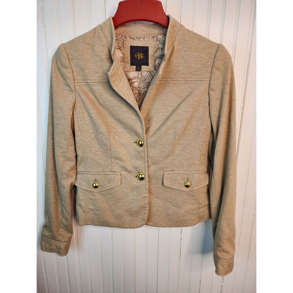 OBR‎ Knit Blazer Women's Small Tan Single Breasted Notched Collar